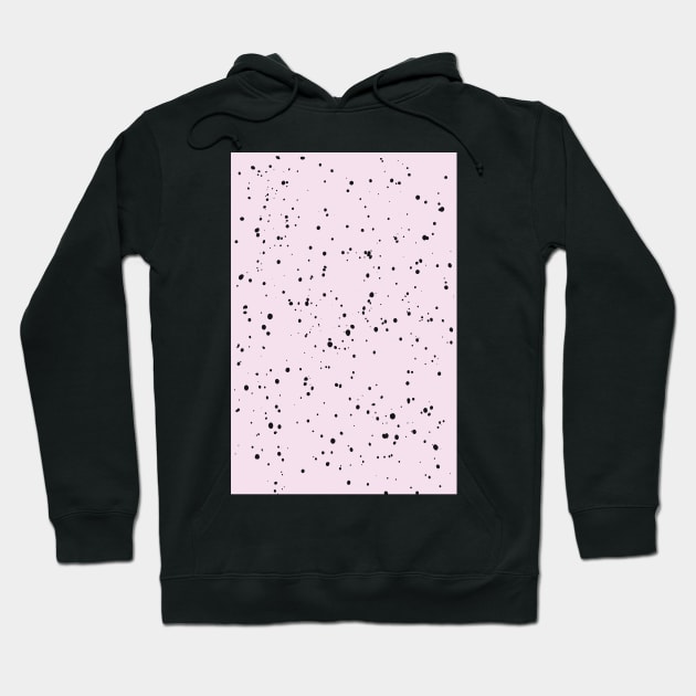 Pastel Mint Green, Pink and Black Paint Dot Drops White Background Hoodie by fivemmPaper